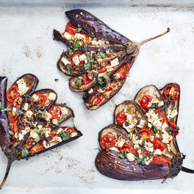 Geroosterde auberginewaaiers