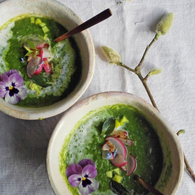 Groene lentesoep met radijsjes