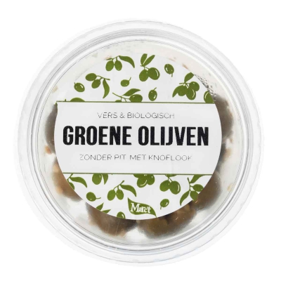 Olijven groen zonder pit knoflook MARCT