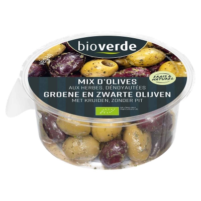 Olijven mix met kruiden, pitloos BIOVERDE