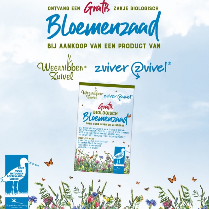 Koop zuivel van Zuiver Zuivel en Weerribben bij Odin en ontvang een gratis zakje biologisch bloemenzaad 