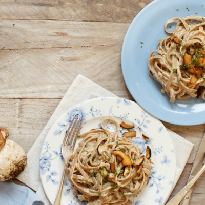 Pasta met paddenstoelen en knoflook