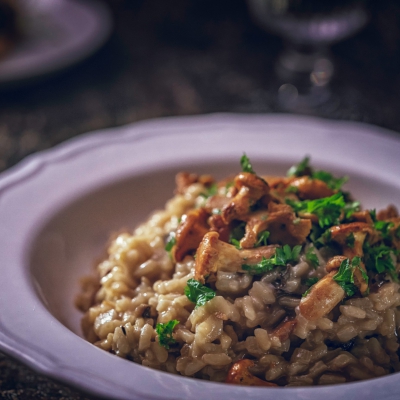 Zilverstelen met champignonrisotto