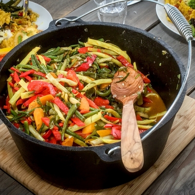 Groenteschotel met boterbonen, waspeen en paprika