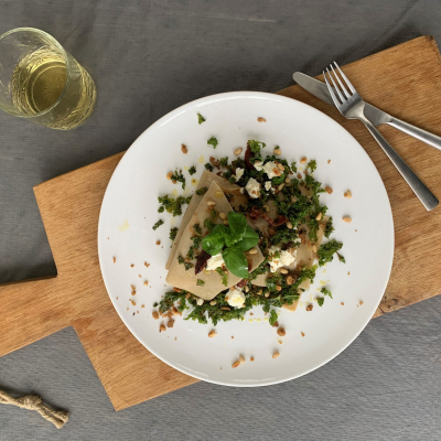 Open lasagne met boerenkool