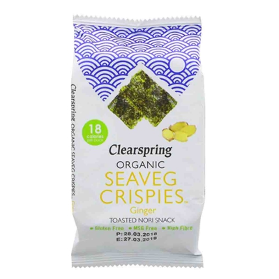Seaveg crispies ginger nori snack CLEARSPRING